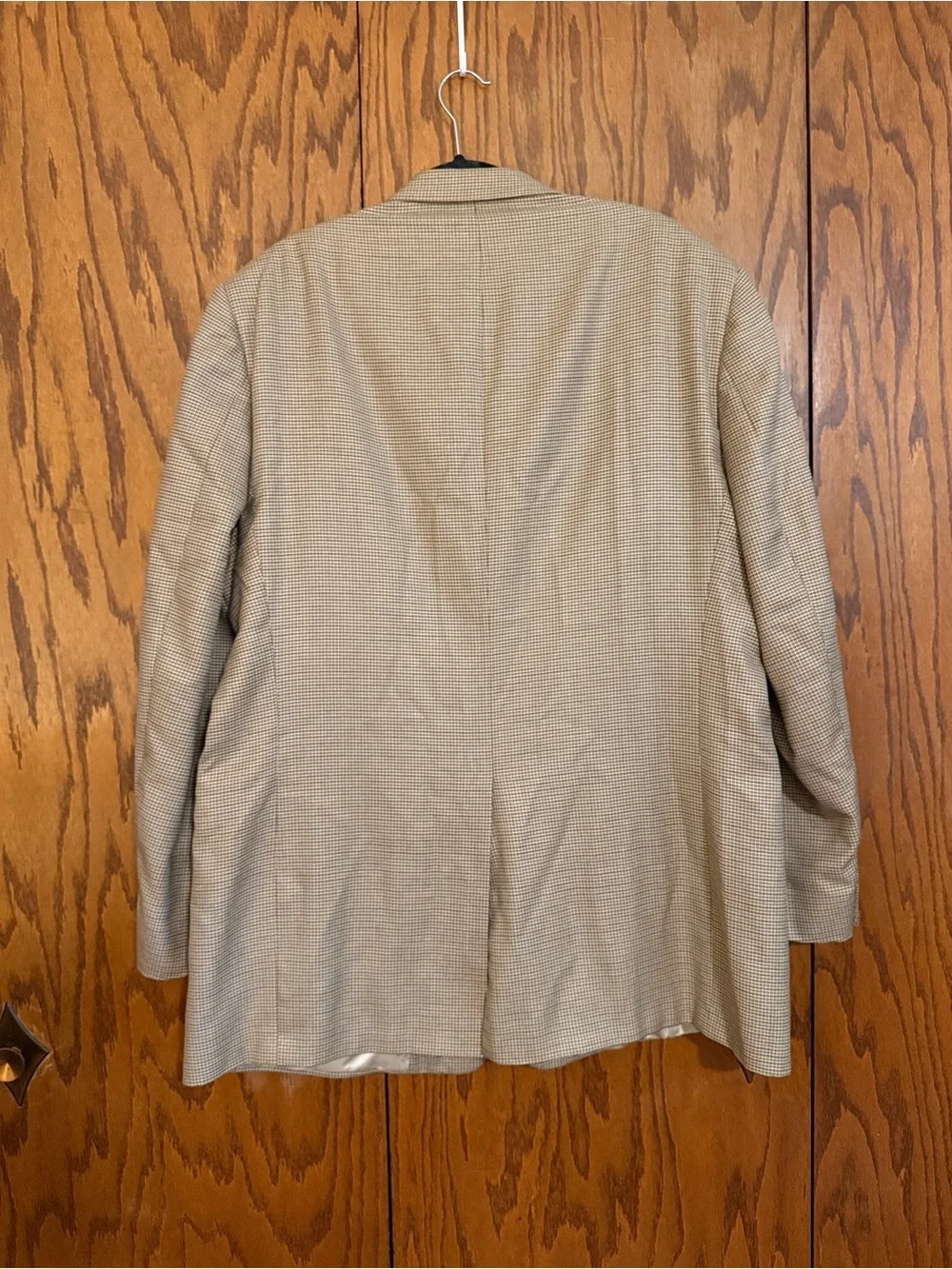 Hart Schaffner Marx 46L Houndstooth Blazer Tan Brown Made USA Dillard’s